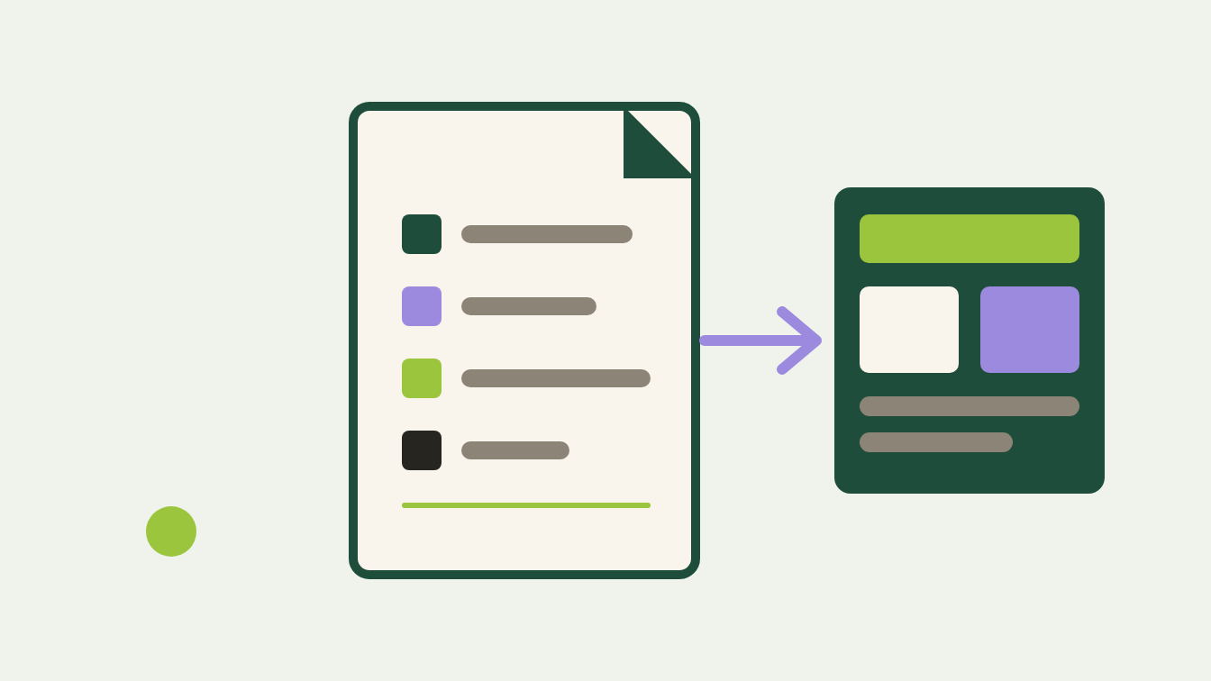 A markdown file of color tokens pointing at an on-brand app screen